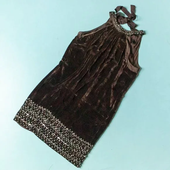 brown velvet dress zara ZARa. Brown beaded Ts dress  Hibuy market